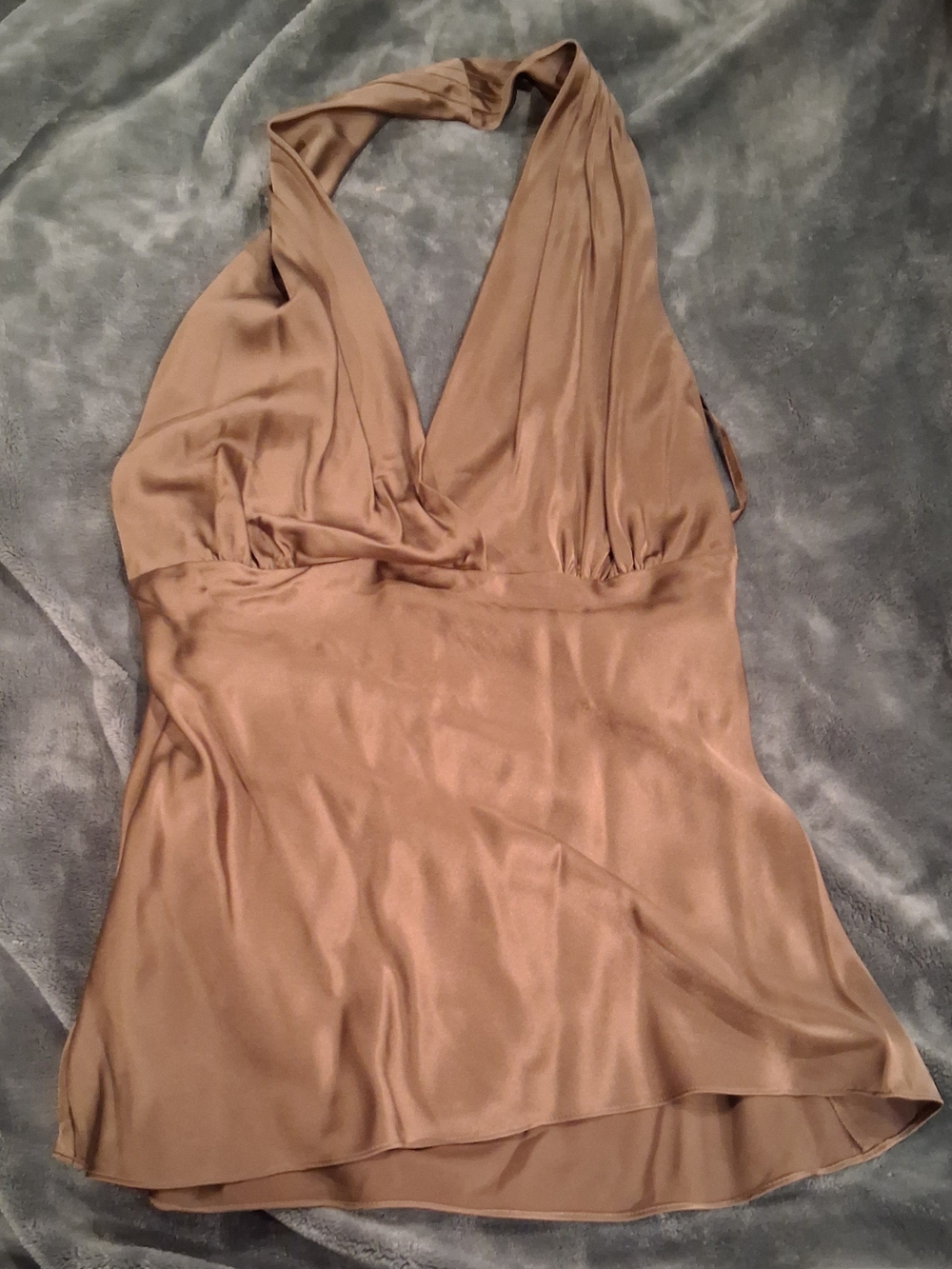 Satin Halter Neck Women's Top in Brown